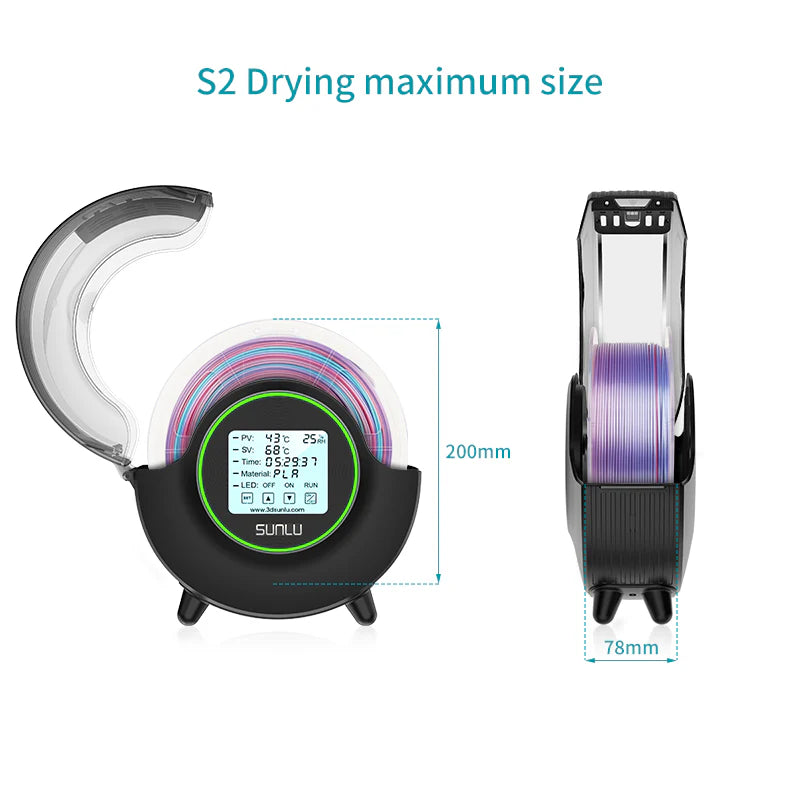 SUNLU S2 Filament Dryer, 360 Degrees Surround Heating