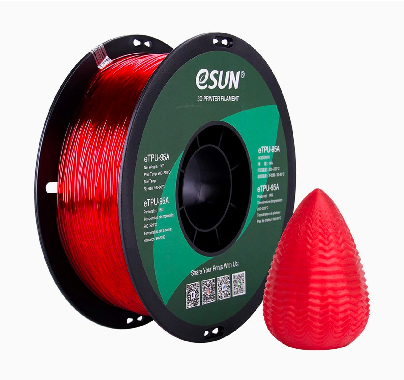 eSUN eTPU 95A Filament 1.75 mm 1 kg Plastic Spool